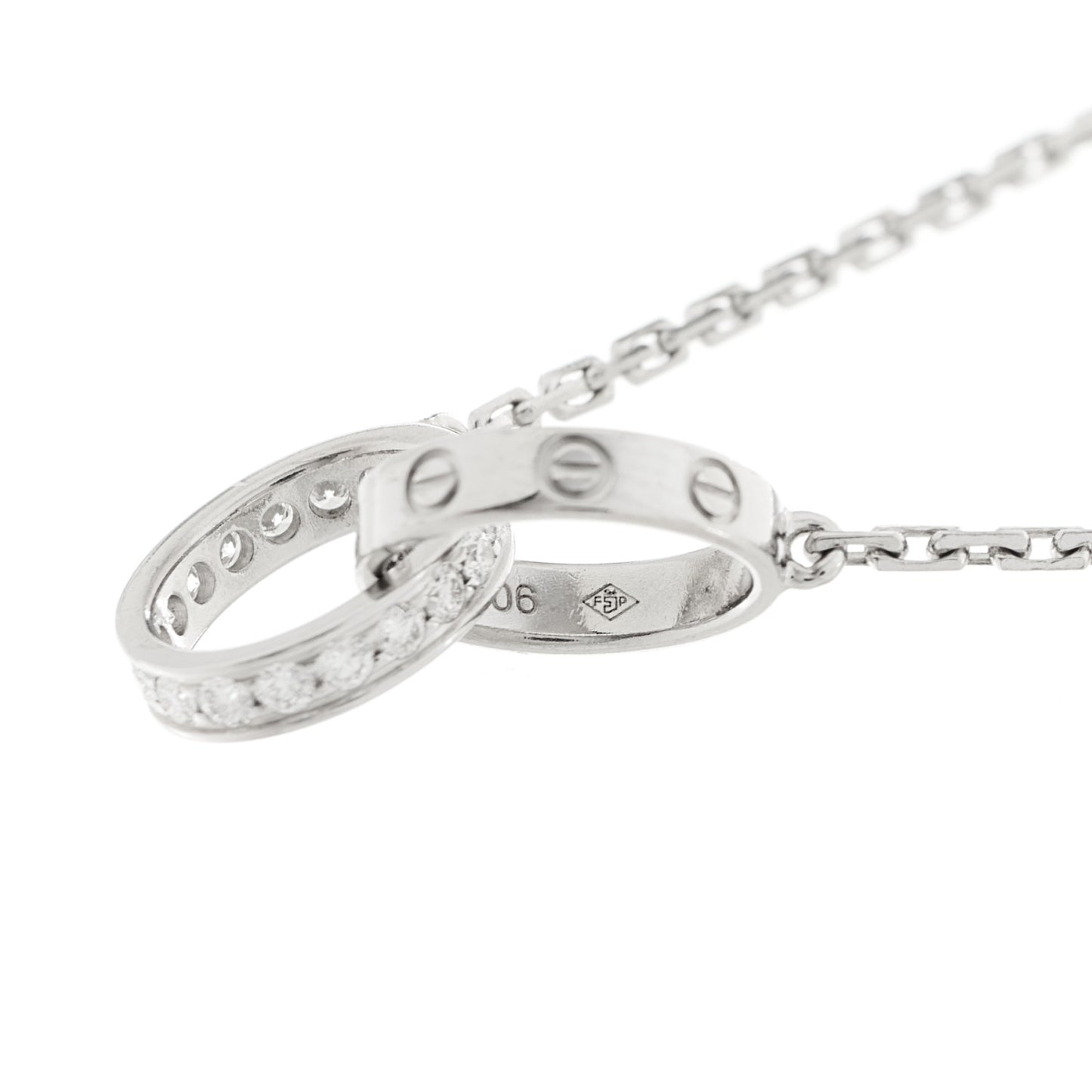 18K White Gold Diamond Interlocking LOVE Necklace