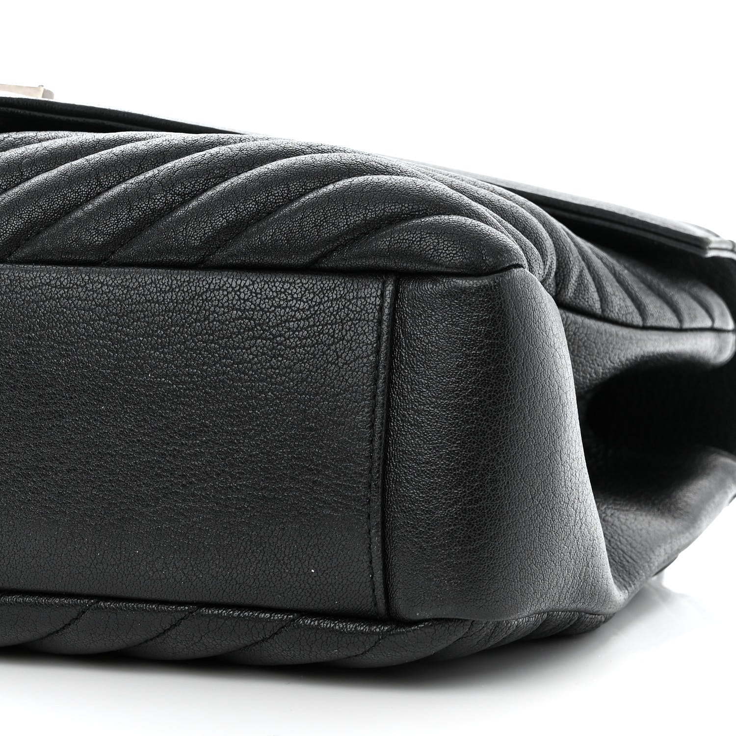 Saint Laurent Sheepskin Matelasse Chevron Monogram Large College Satchel Black 11 of 13