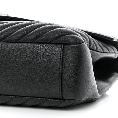 Saint Laurent Sheepskin Matelasse Chevron Monogram Large College Satchel Black 11 of 13