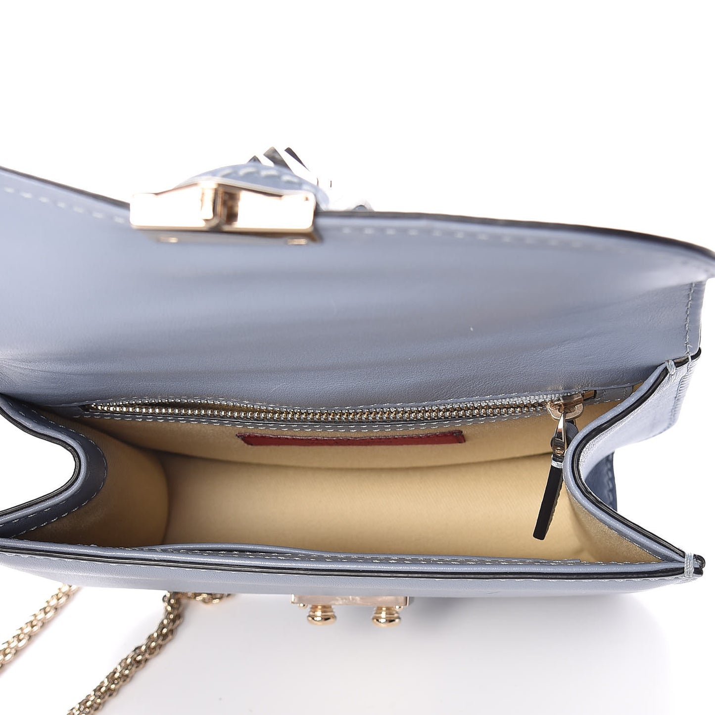 Vitello Small Glam Lock Rockstud Flap London Stone