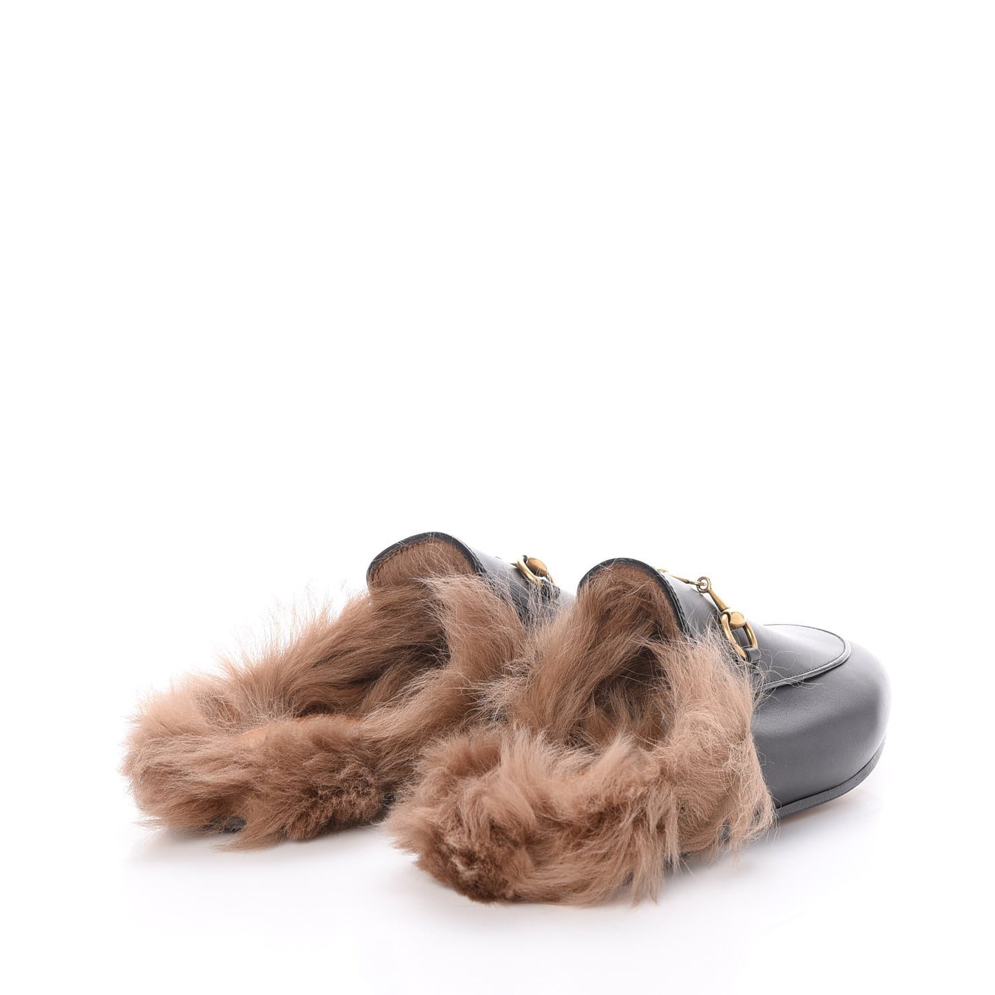 Calfskin Fur Womens Princetown Slippers 37.5 Black