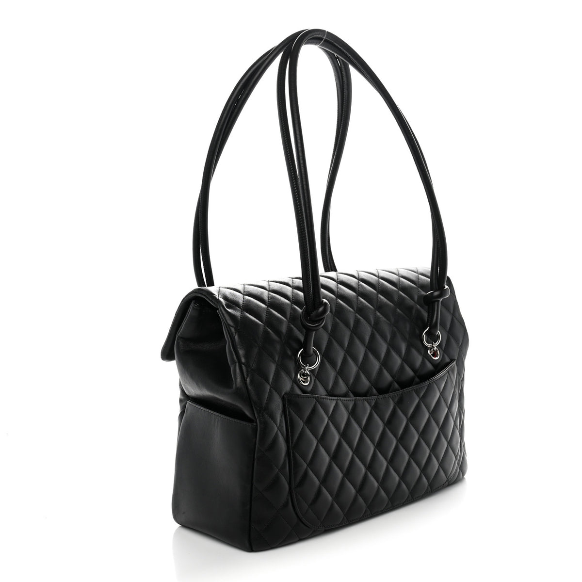 Chanel Calfskin Quilted Large Cambon Flap Black White 3 of 12