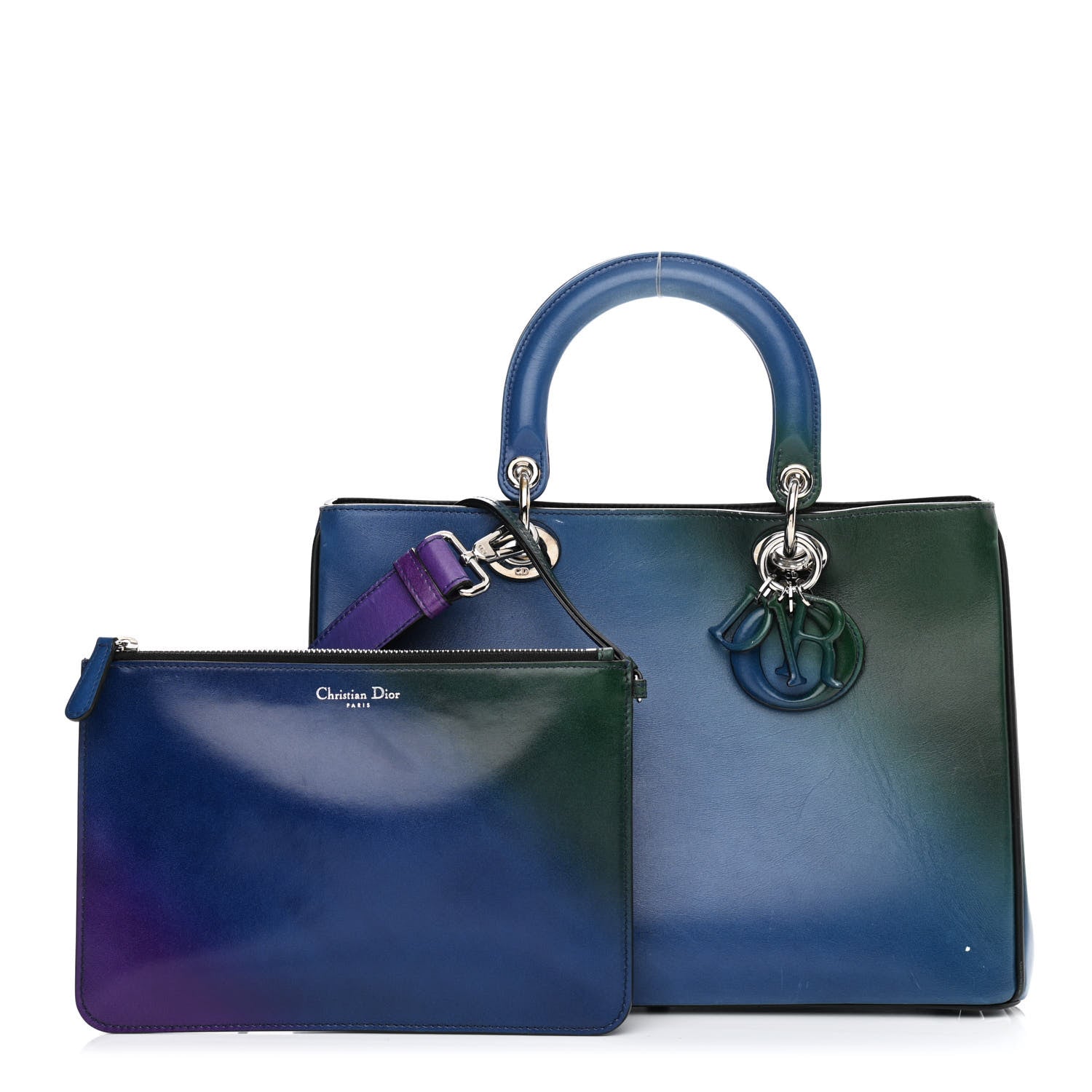 Christian Dior Box Calfskin Gradient Medium Diorissimo Blue Violet 1 of 18
