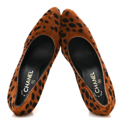 Chanel Pony Hair Lambskin Pumps 40 Brown Black 2 of 9