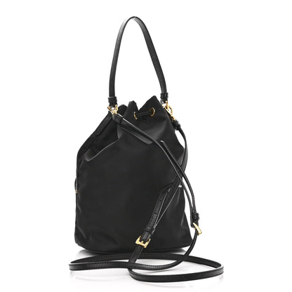 Prada Saffiano Tessuto Nylon Mini Bucket Crossbody Bag Black 3 of 10
