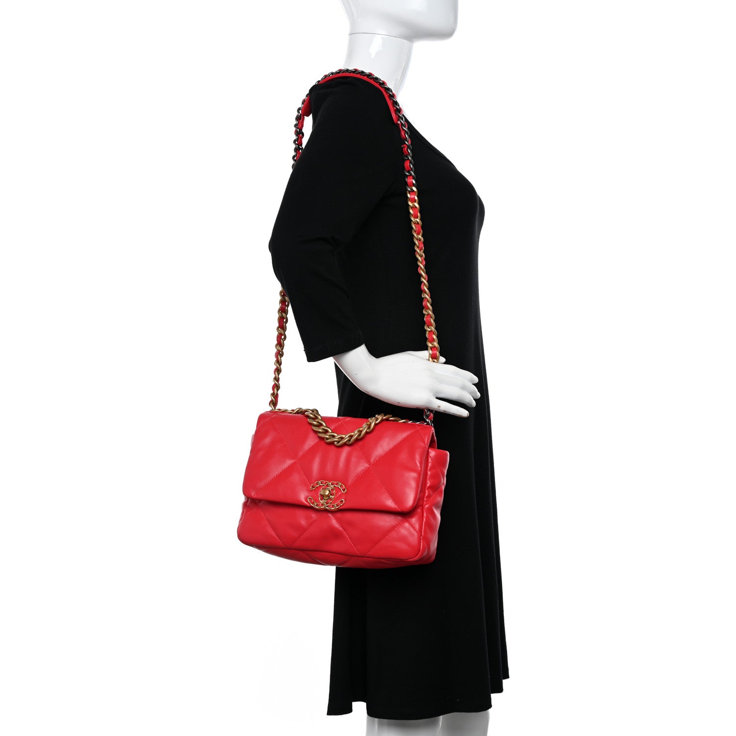 Chanel Lambskin Quilted Medium Chanel 19 Flap Red 2 of 12