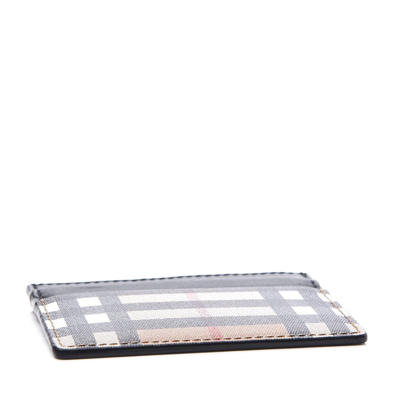 Vintage Check Calfskin Card Case Black