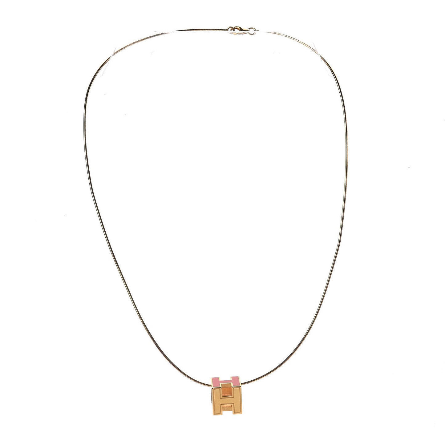 Gold Lacquered Cage d'H Pendant Necklace Orange Fonce