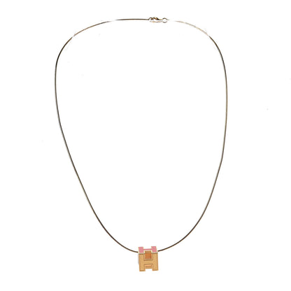 Hermes Gold Lacquered Cage d'H Pendant Necklace Orange Fonce 3 of 5