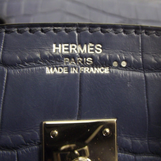 Hermes Niloticus Crocodile BIRKIN 25 Matte Bleu Brighton Palladium 9 of 12