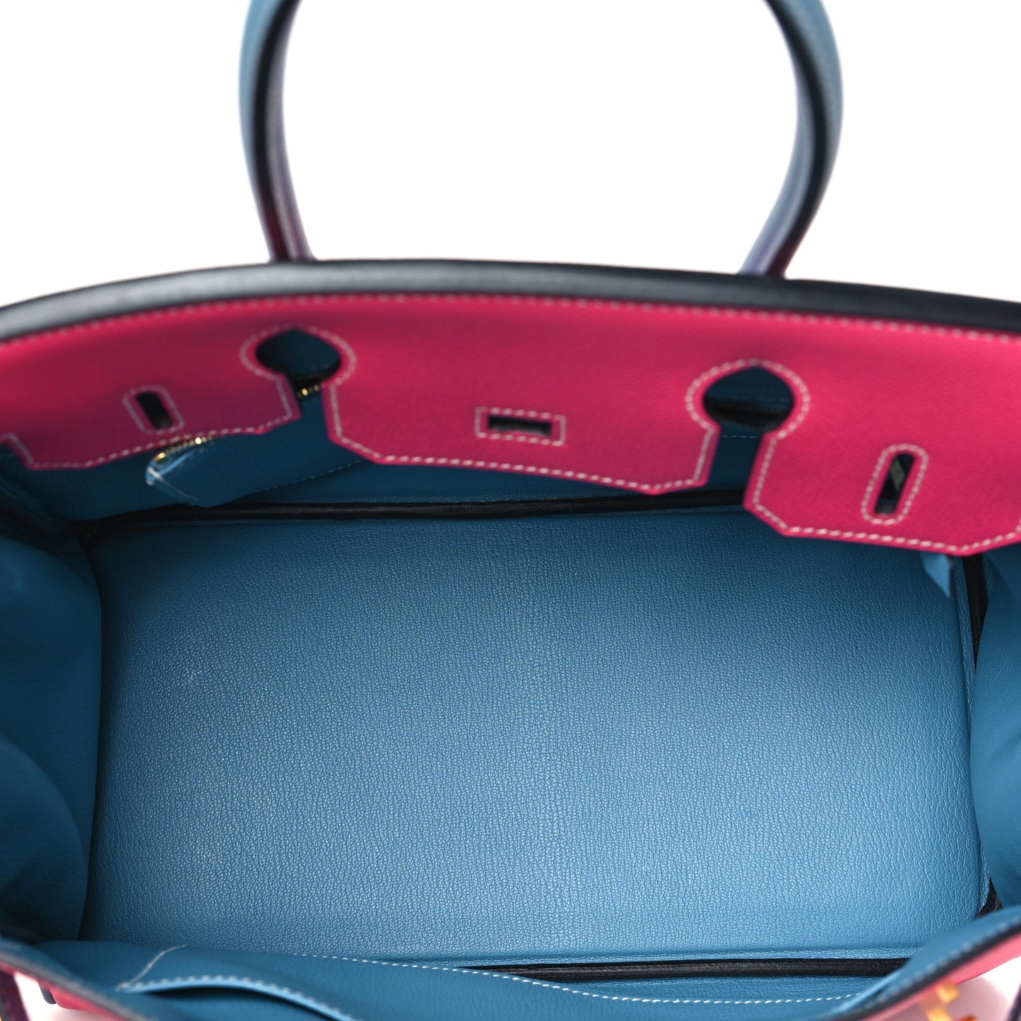 Epsom Horseshoe Birkin 30 Rose Tyrien Blue Jean