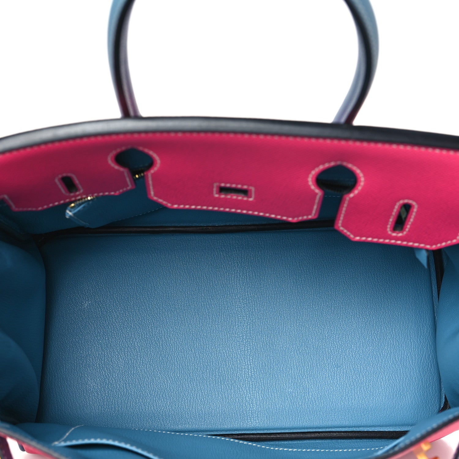 Hermes Epsom Horseshoe Birkin 30 Rose Tyrien Blue Jean 5 of 10