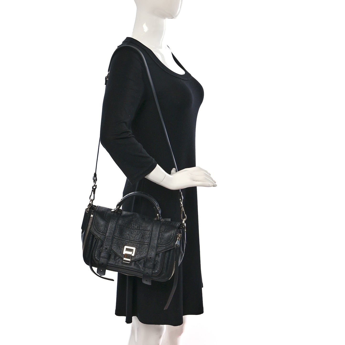 Lambskin Small PS1 Plus Zip Satchel Black