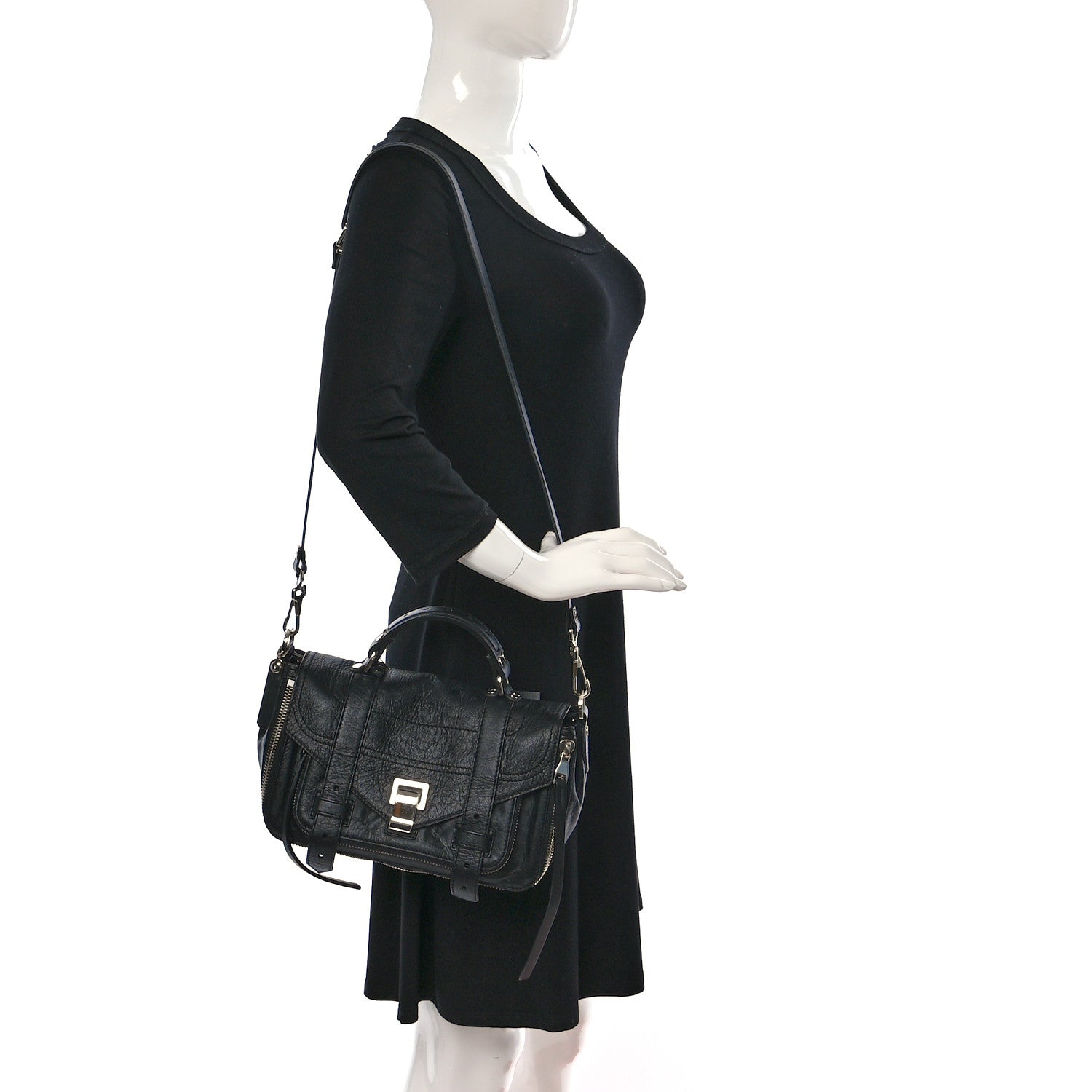 Proenza Schouler Lambskin Small PS1 Plus Zip Satchel Black 2 of 10