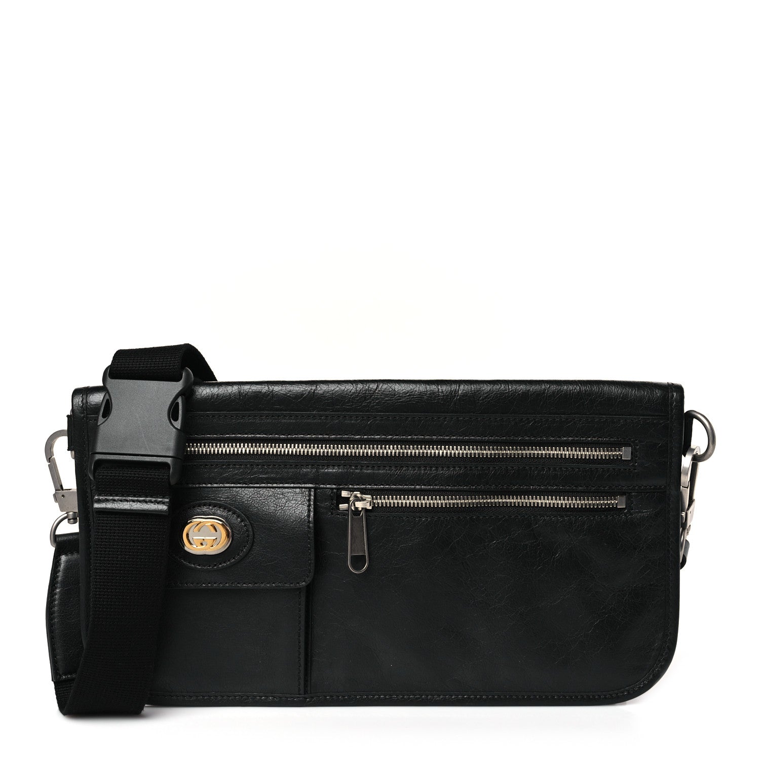 Gucci Fluffy Calfskin Morpheus Messenger Bag Black 1 of 10
