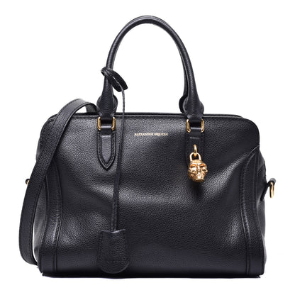 Alexander McQueen Pebbled Calfskin Small Skull Padlock Zip Around Tote Black 1 of 13