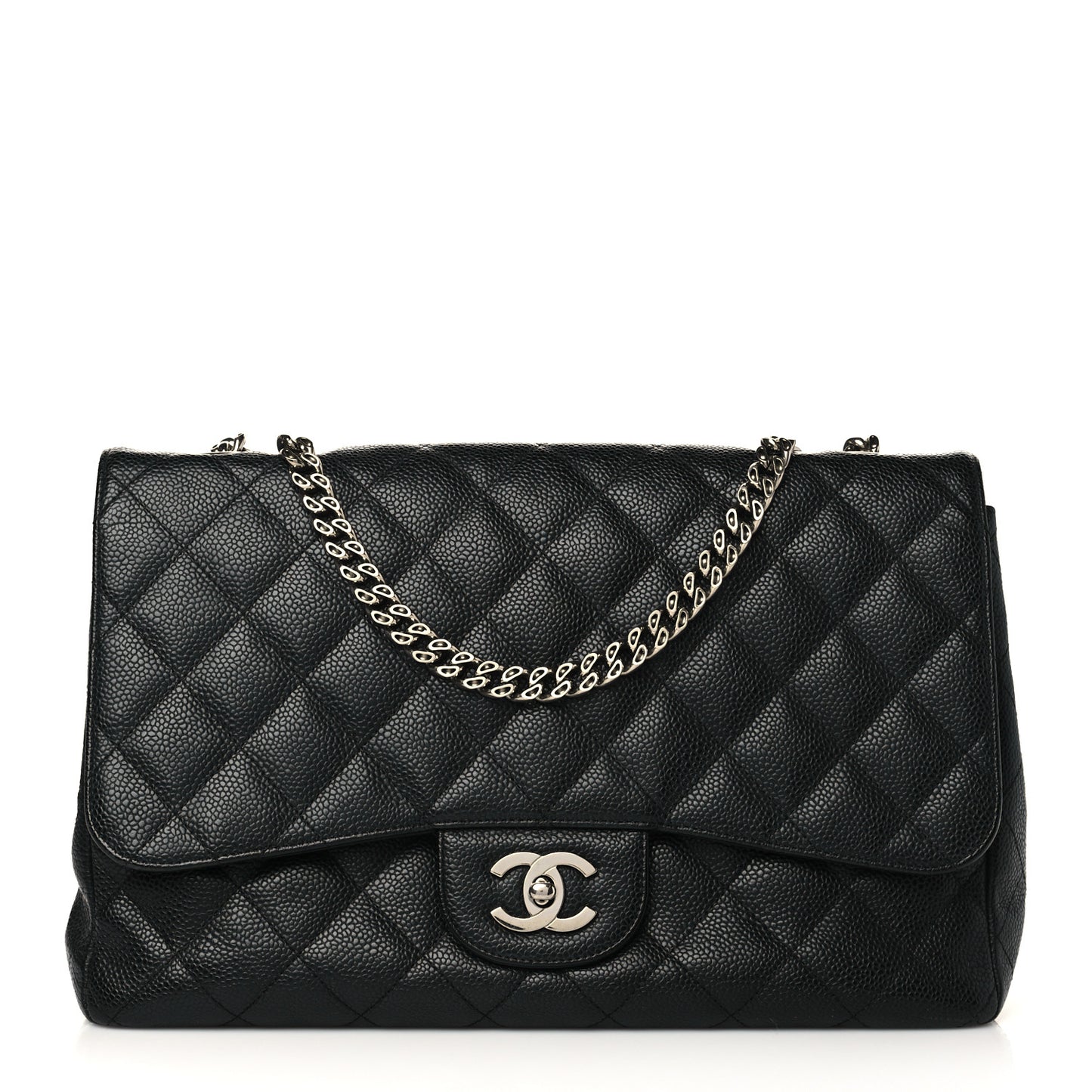 Caviar Quilted Jumbo Single Flap Bijoux Chain Black