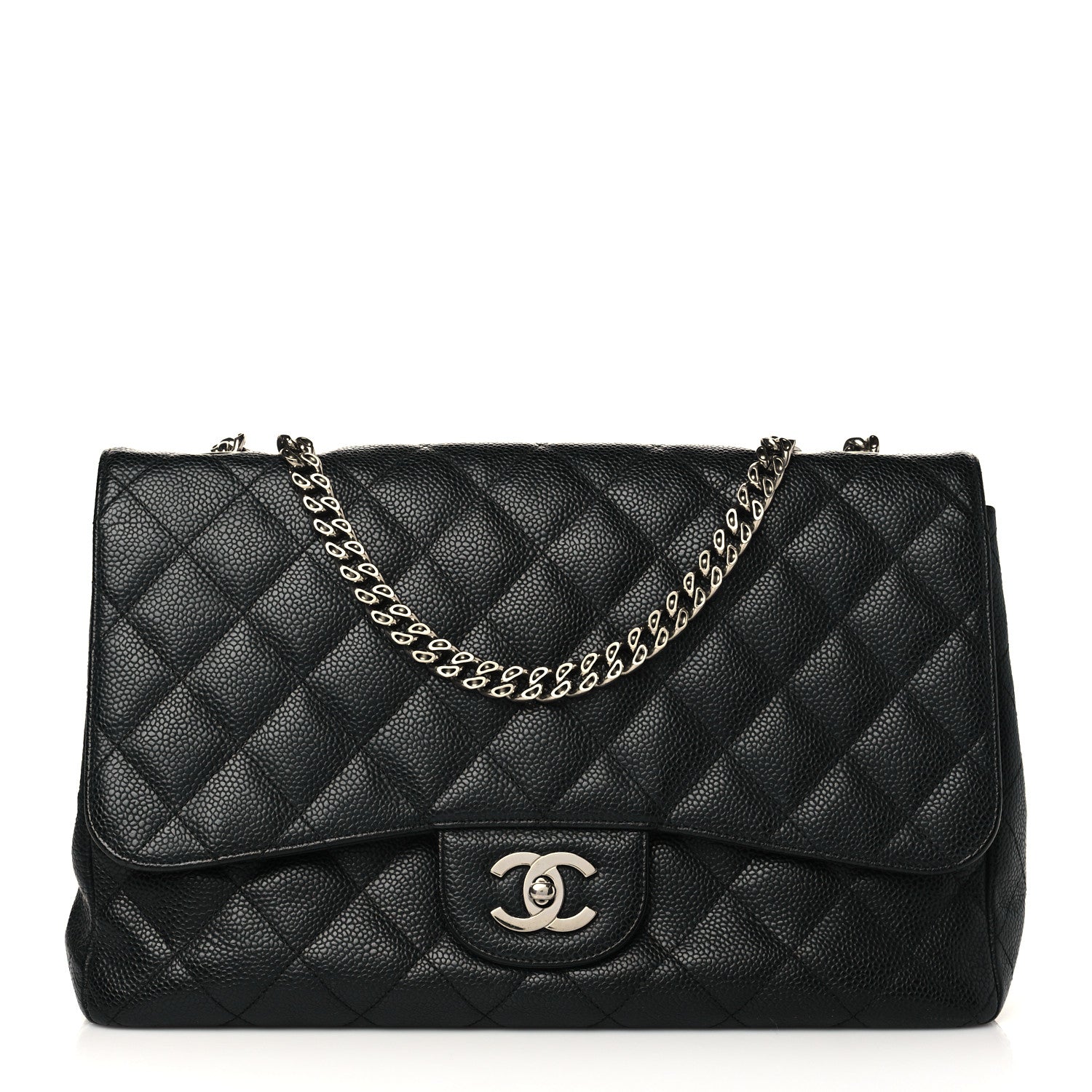 Chanel Caviar Quilted Jumbo Single Flap Bijoux Chain Black 1 of 9