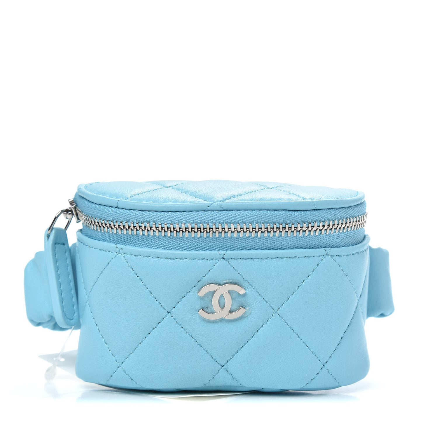 Lambskin Quilted Arm Coin Purse Neon Blue