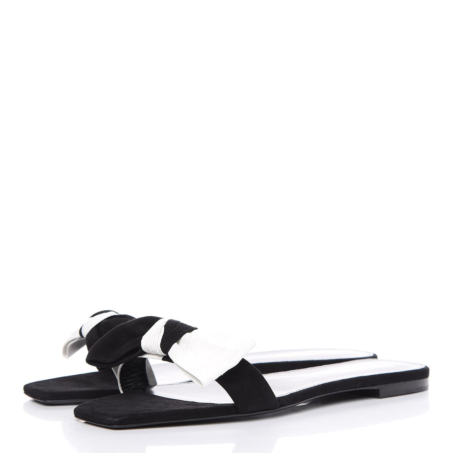 Ayers Nubuck Bow Nu Pieds Slide Sandals 41.5 Black