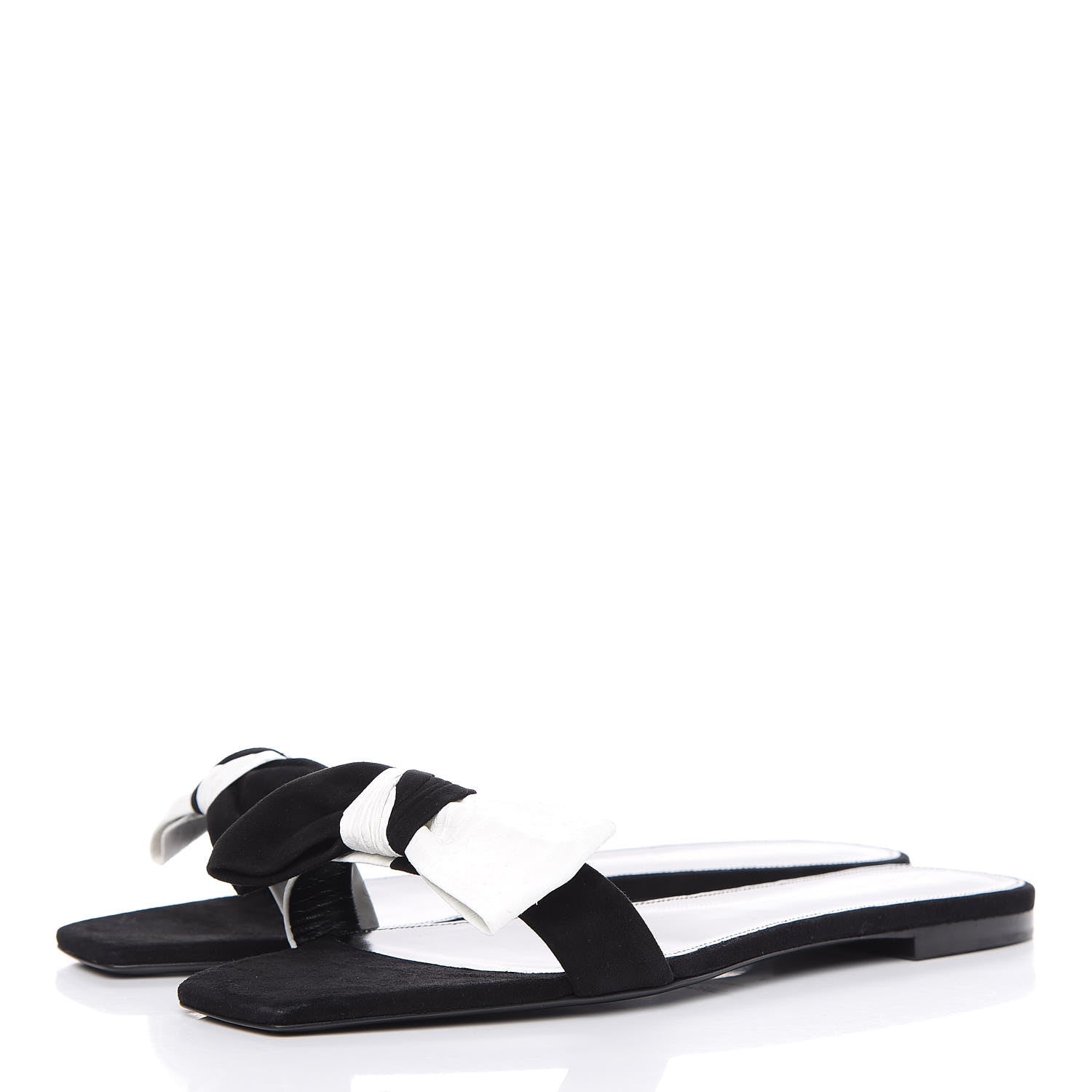 Saint Laurent Ayers Nubuck Bow Nu Pieds Slide Sandals 41.5 Black 3 of 9