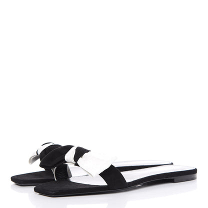Saint Laurent Ayers Nubuck Bow Nu Pieds Slide Sandals 41.5 Black 3 of 9