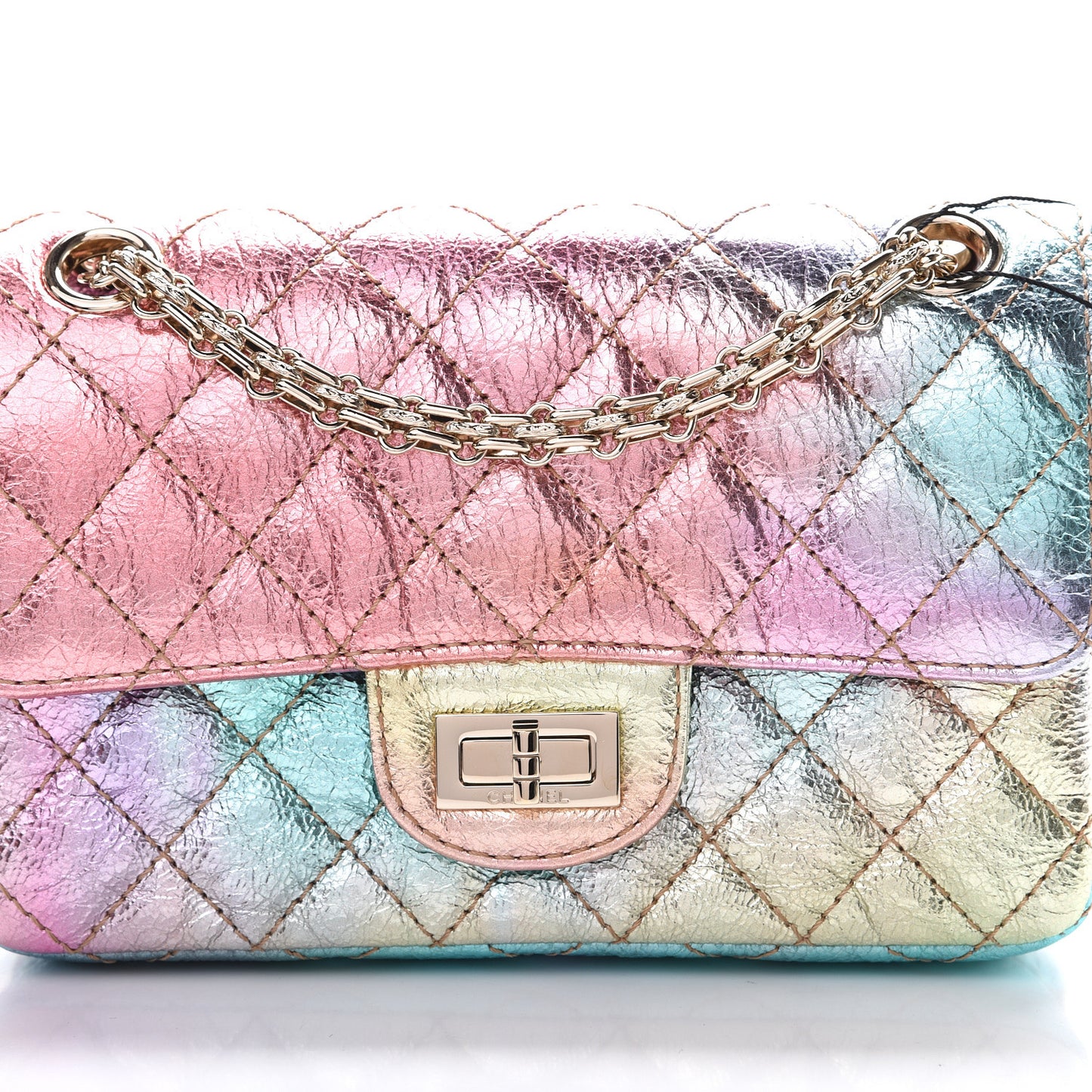 Metallic Goatskin Quilted Mini 2.55 Reissue Flap Multicolor