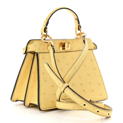 Fendi Ostrich Shiny Nappa Petite Peekaboo I SEE U Satchel Grano 3 of 9