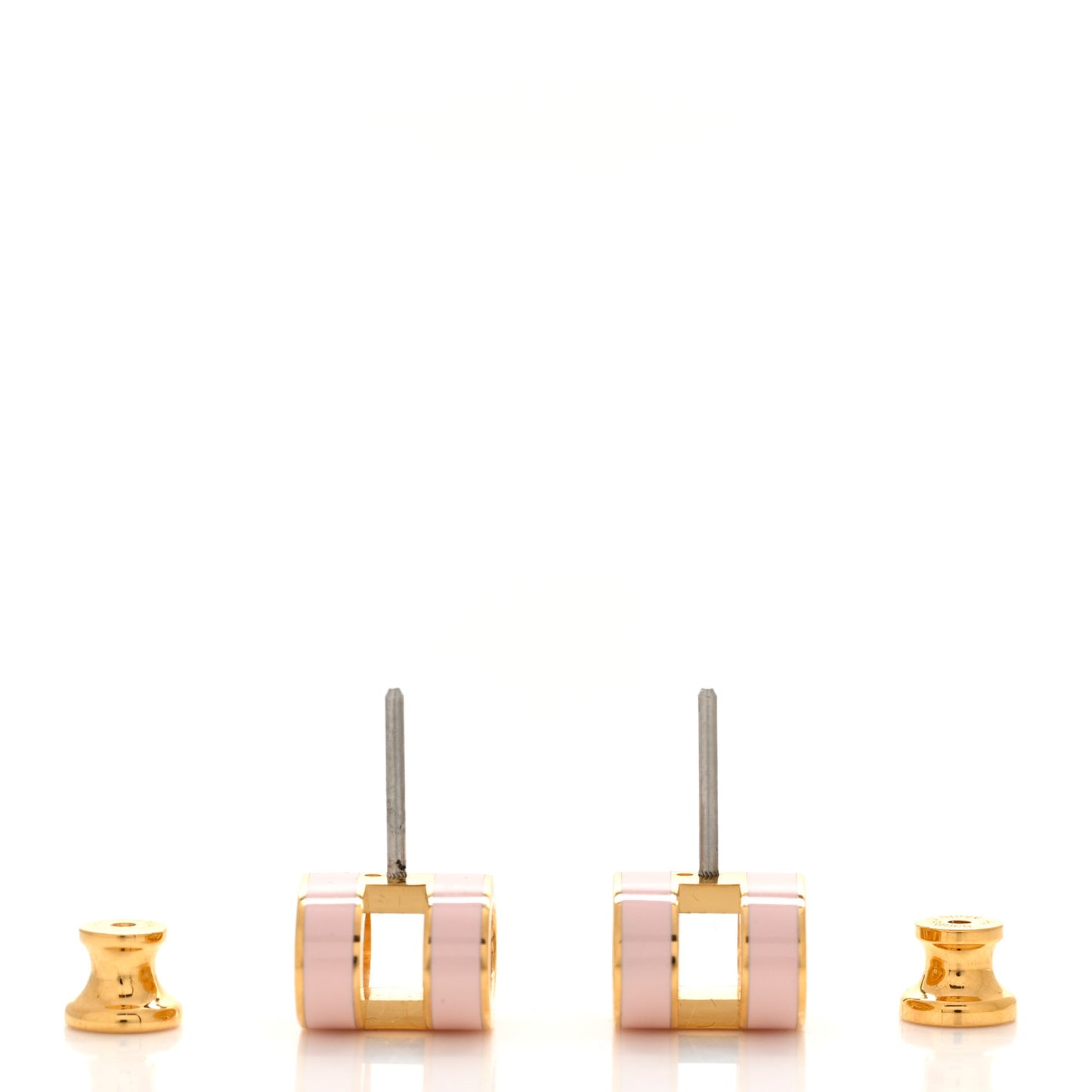 Gold Lacquered Mini Pop H Earrings Rose Dragee
