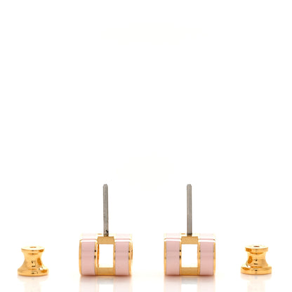 Hermes Gold Lacquered Mini Pop H Earrings Rose Dragee 3 of 5