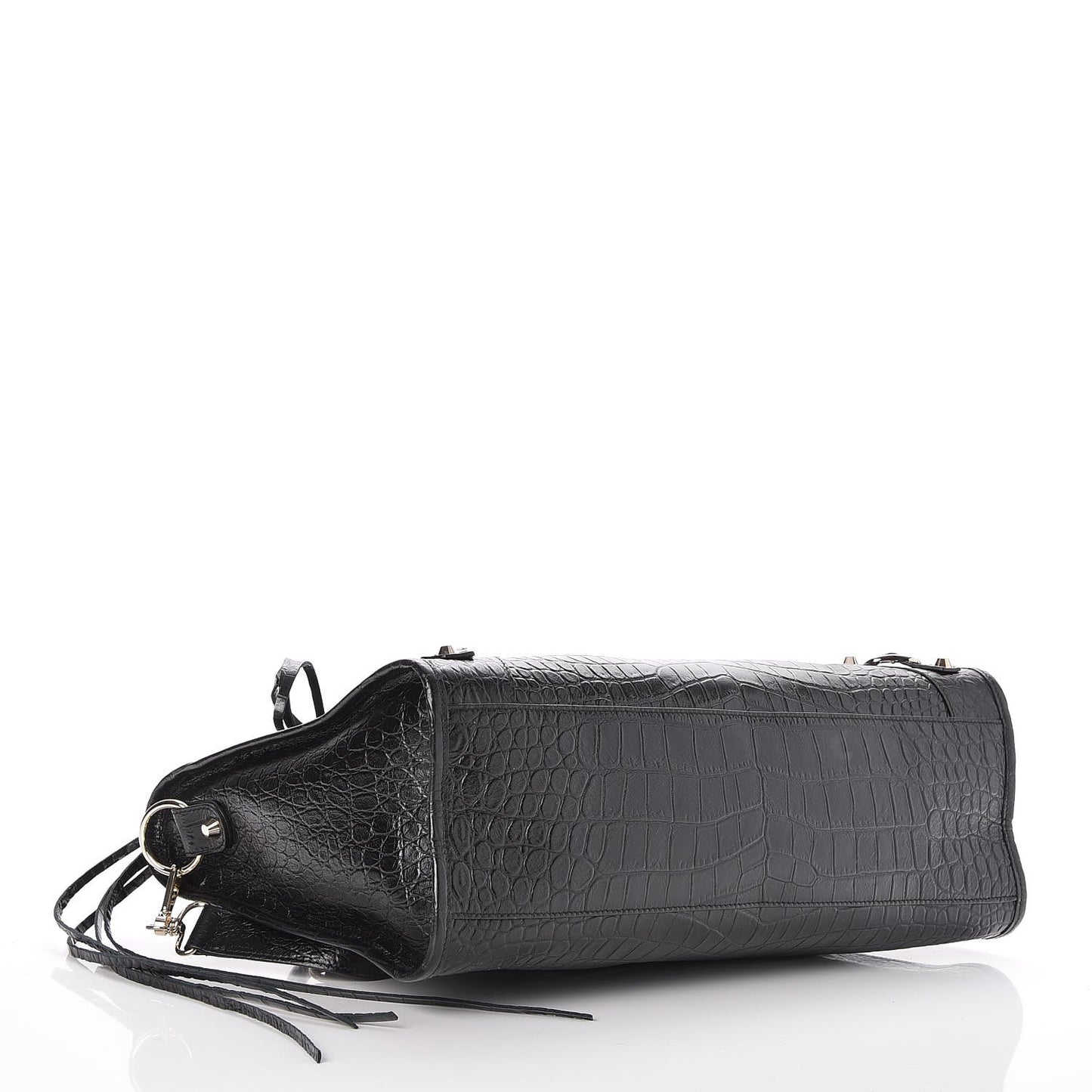 Calfskin Crocodile Embossed Classic Hardware City Black