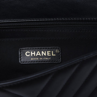 Chanel Calfskin Chevron Quilted Medium Statement Flap Black 8 of 17