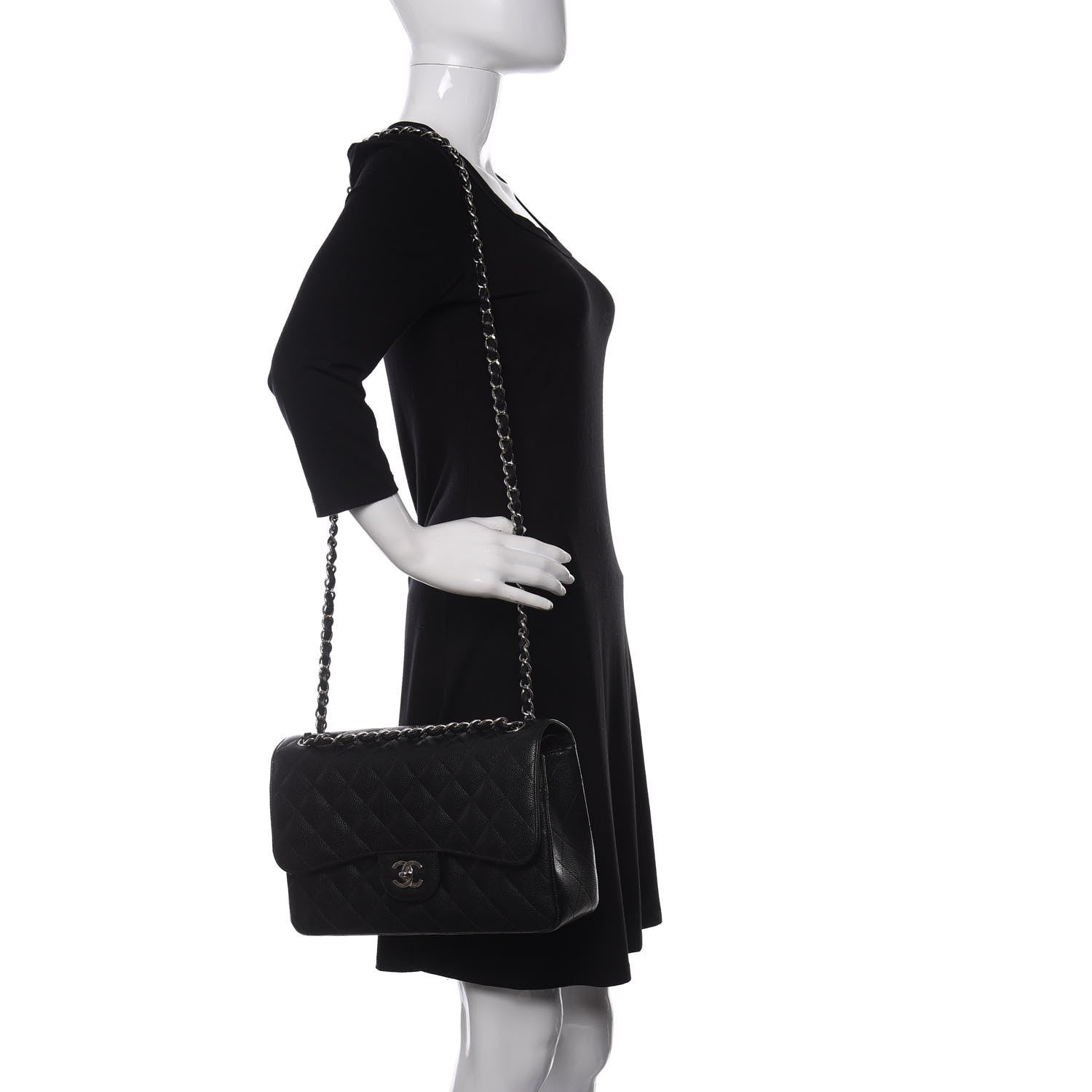 Chanel Caviar Quilted Jumbo Double Flap Black 2 of 11