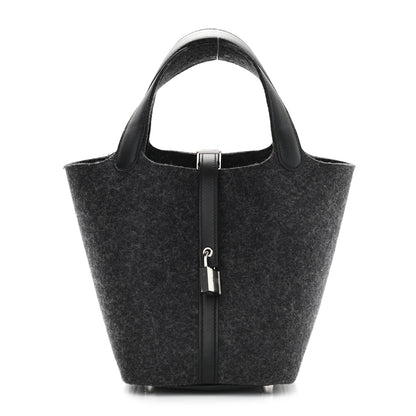 Hermes Feutre Swift Picotin Lock 18 PM Gris Moyen Black 1 of 9