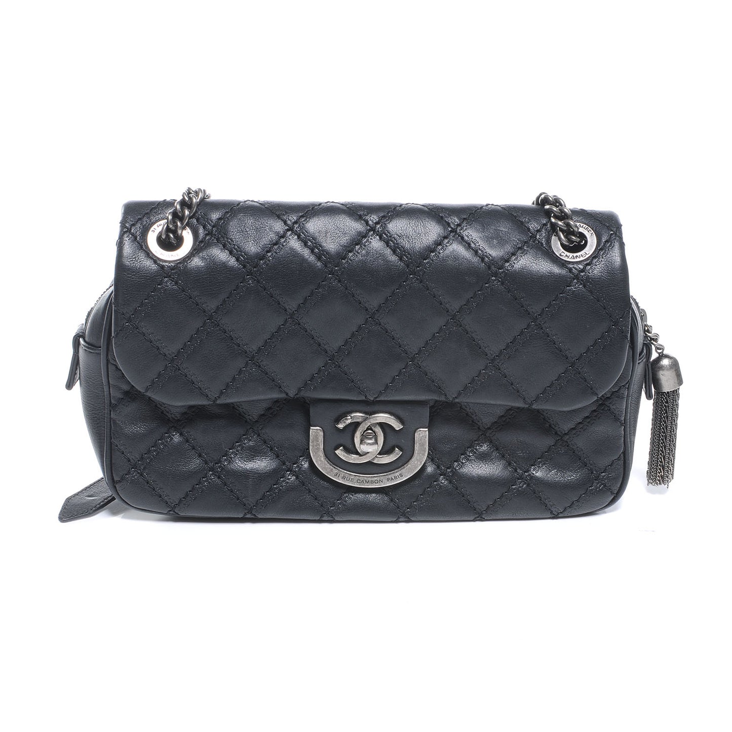 Calfskin Coco Sporran Medium Flap Black