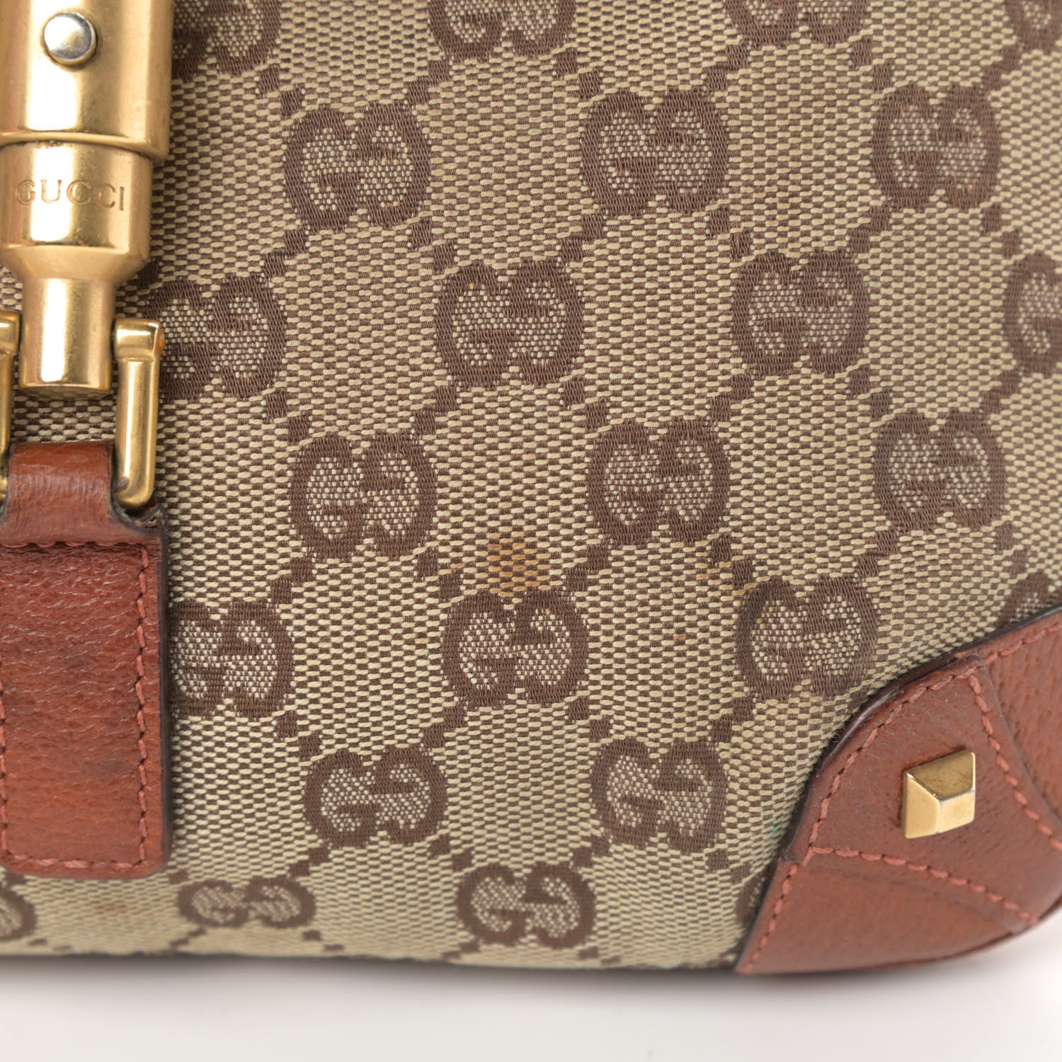 Gucci Monogram Mini Piston Lock Jackie O Hobo Brown 14 of 14