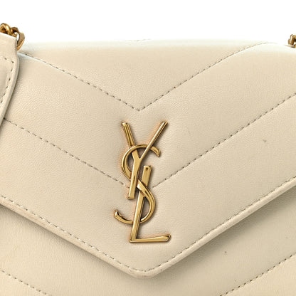 Saint Laurent Lambskin Chevron Quilted Mini LouLou  Crema Soft 8 of 13
