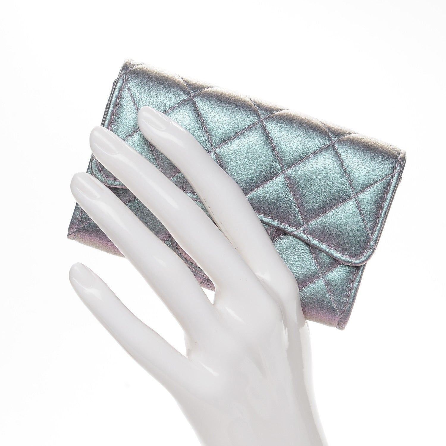 Chanel Iridescent Lambskin Quilted Reissue Flap Card Holder Light Purple 2 of 9