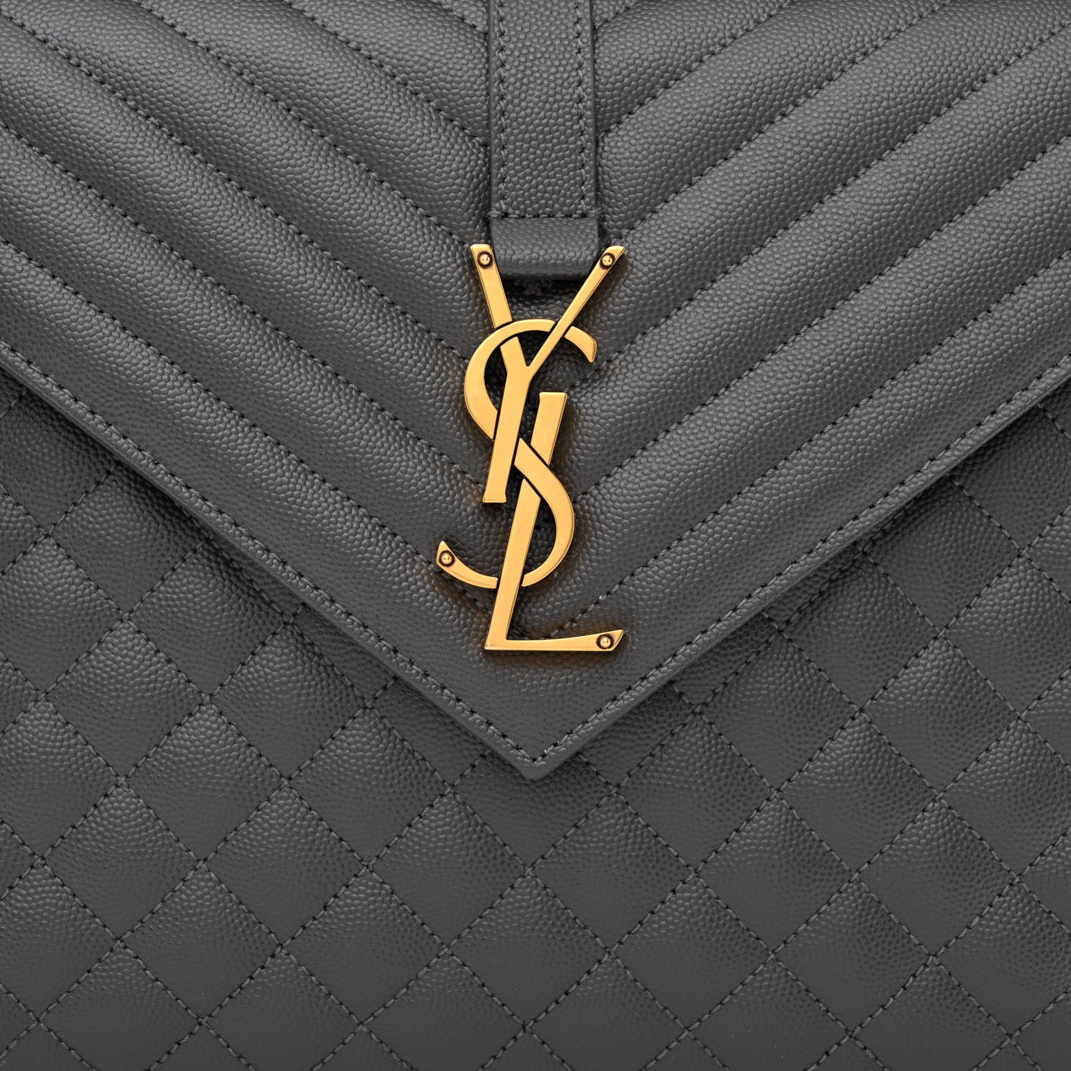 Saint Laurent Grain De Poudre Textured Mixed Matelasse Large Triquilt Monogram Satchel Storm 8 of 10