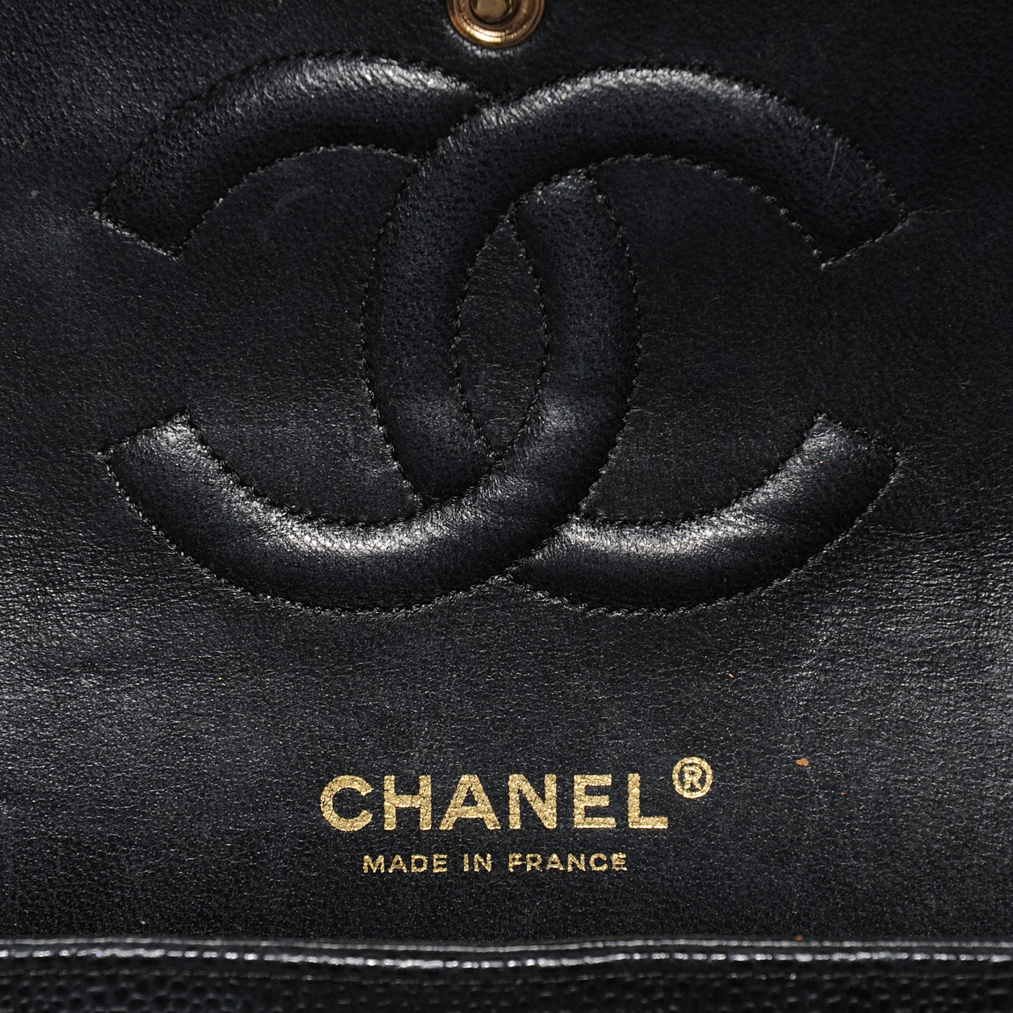Caviar Quilted Medium Double Flap Black