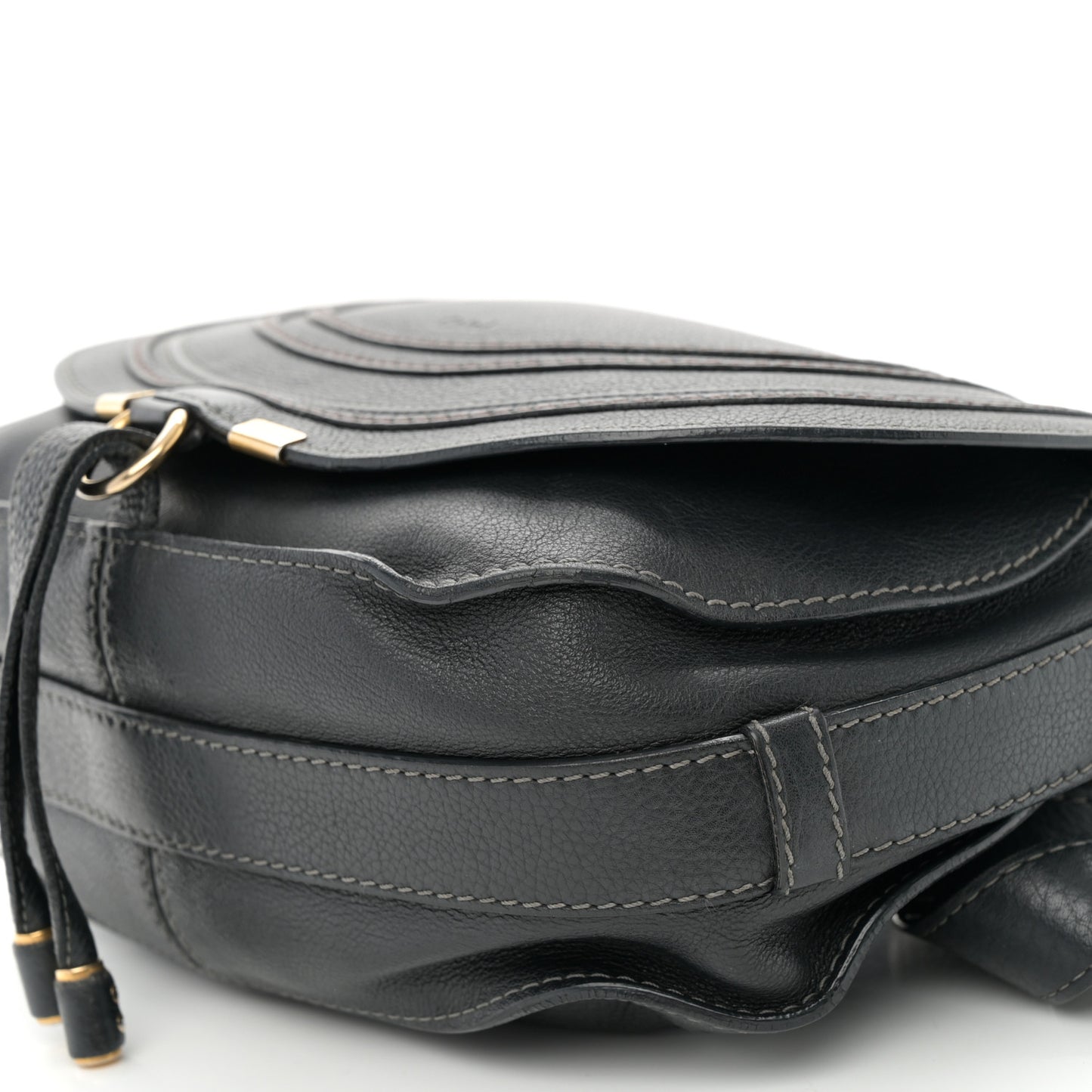 Calfskin Medium Marcie Round Crossbody Bag Black