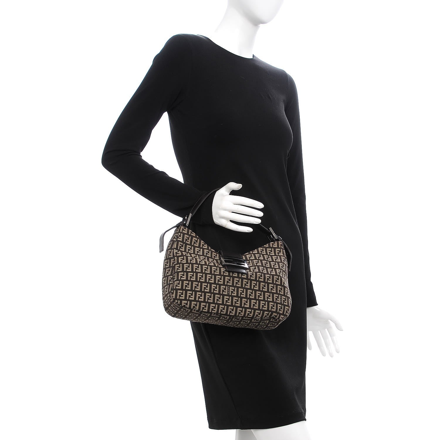 Fendi Zucchino Vitello Small Hobo Testa di Moro Beige 2 of 8