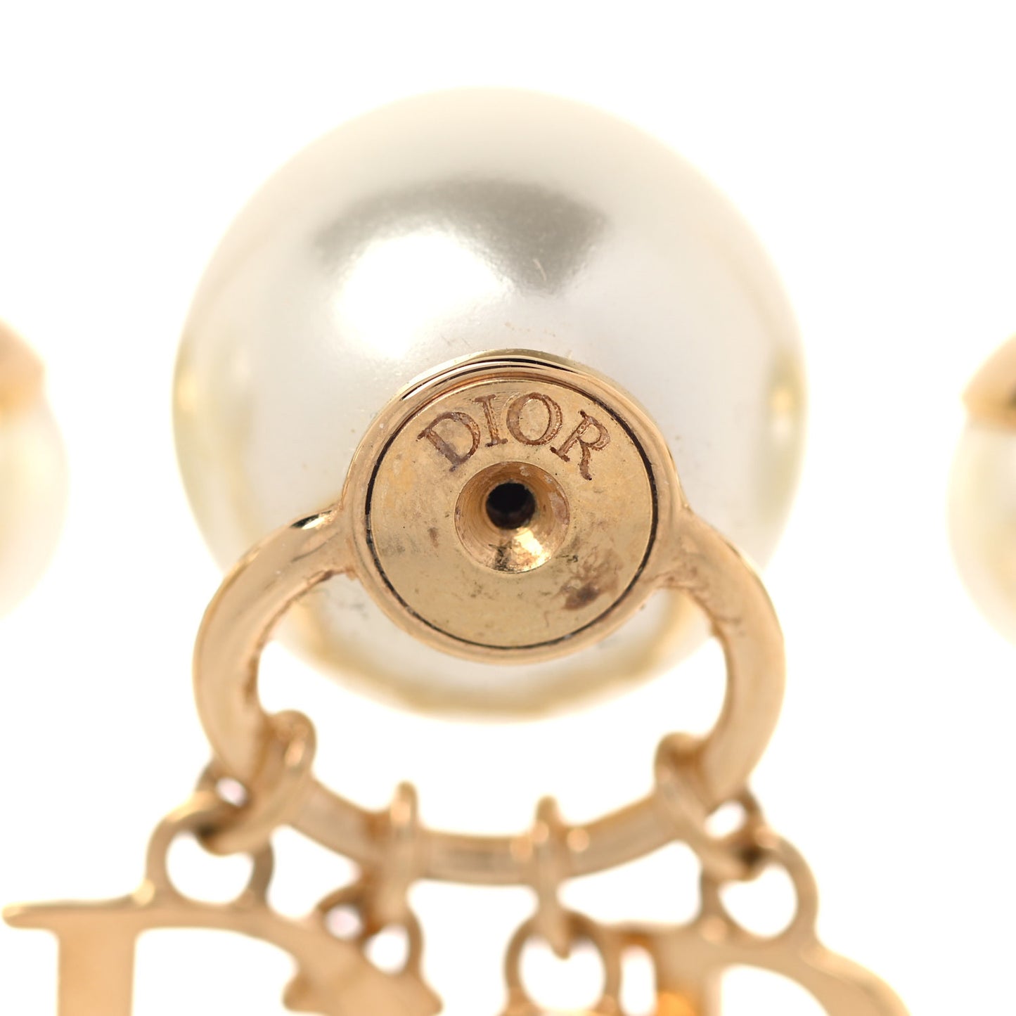 Pearl Crystal Tribal Logo Charms Earrings Gold