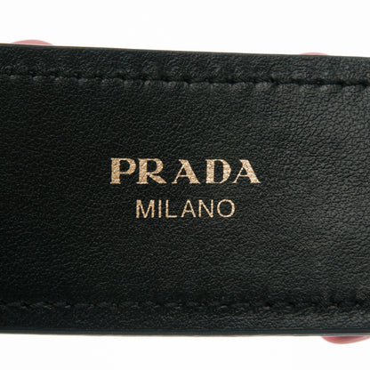 Prada Calfskin Plexiglass Flower Shoulder Strap Black Pink 4 of 6
