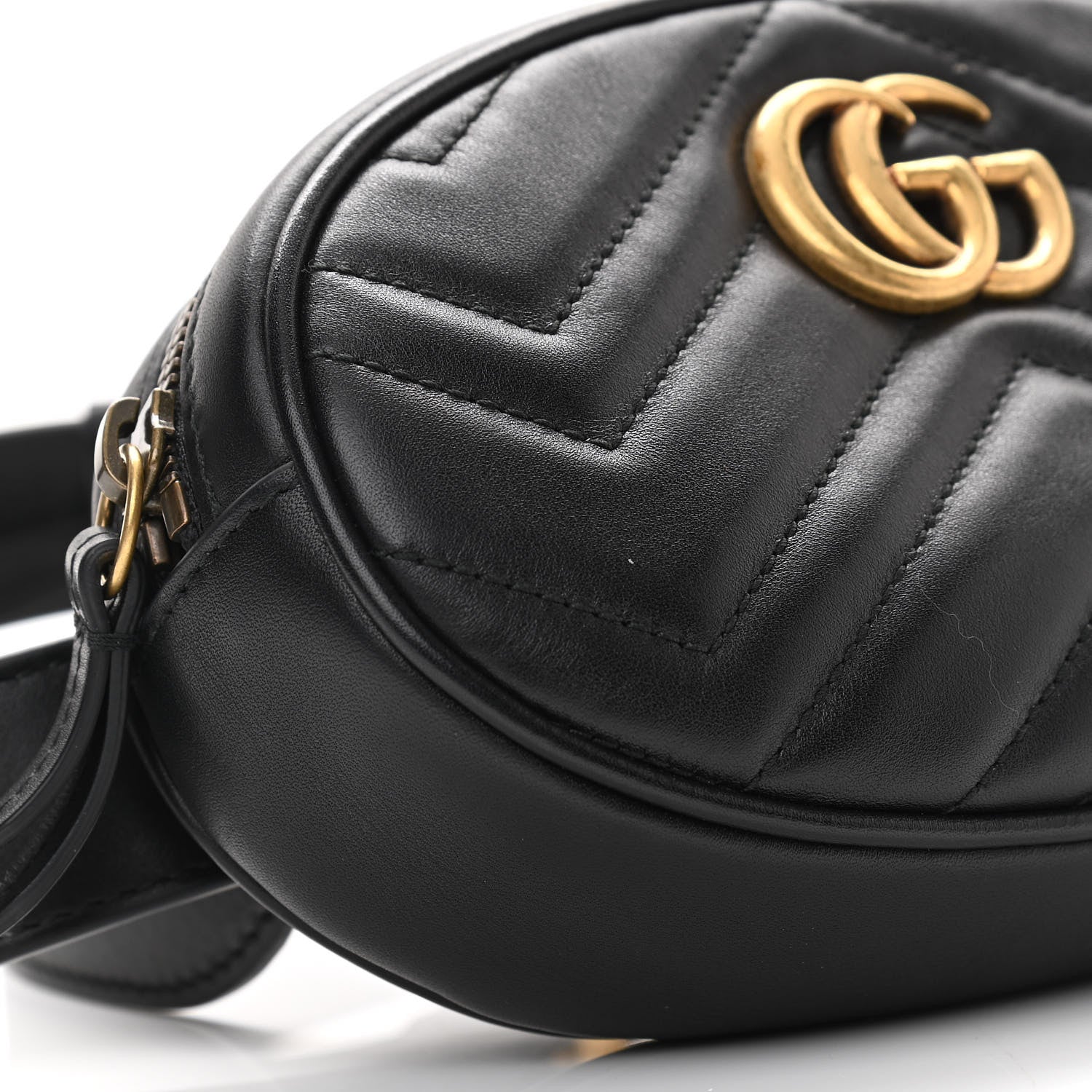 Gucci Calfskin Matelasse GG Marmont Belt Bag 85 34 Black 9 of 13