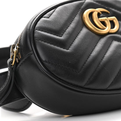 Gucci Calfskin Matelasse GG Marmont Belt Bag 85 34 Black 9 of 13