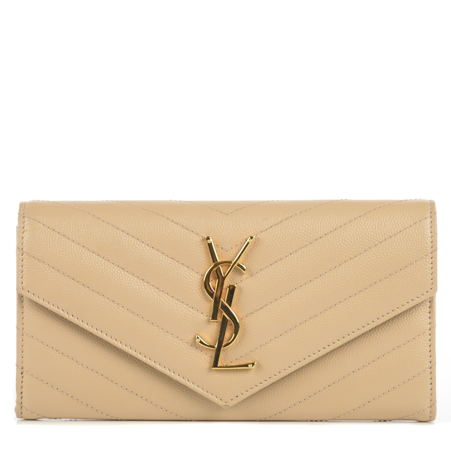 Saint Laurent Grain de Poudre Matelasse Chevron Monogram Wallet Powder 1 of 9