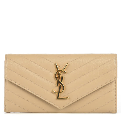 Saint Laurent Grain de Poudre Matelasse Chevron Monogram Wallet Powder 1 of 9
