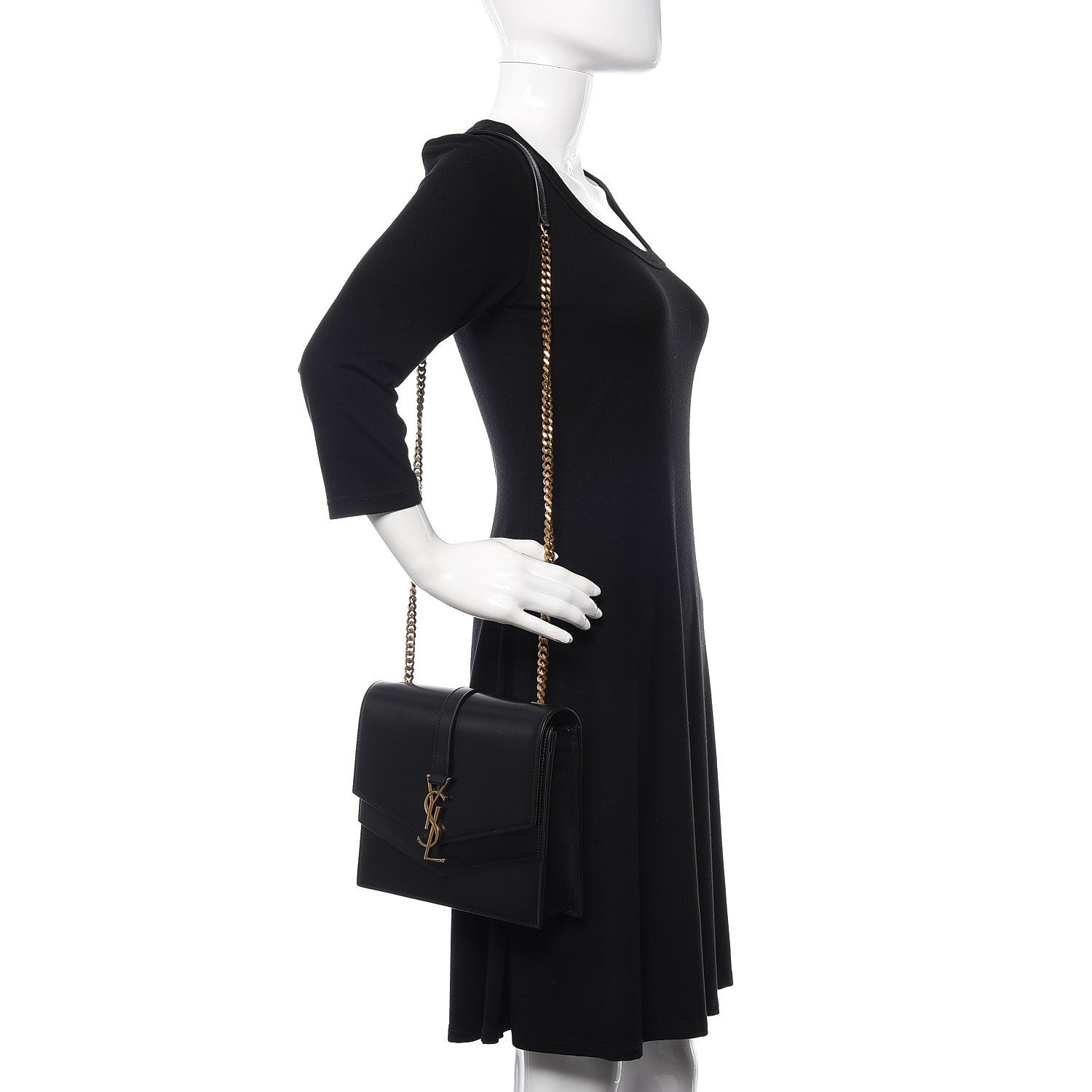 Saint Laurent Smooth Calfskin Medium Sulpice Monogram Shoulder Bag Black 2 of 8