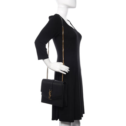 Saint Laurent Smooth Calfskin Medium Sulpice Monogram Shoulder Bag Black 2 of 8